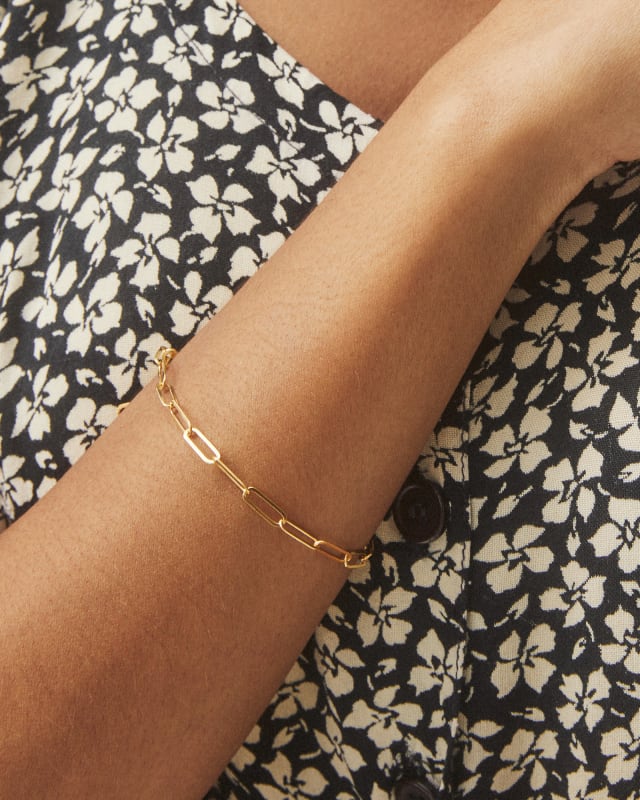 Large Paperclip Chain Bracelet in 18k Yellow Gold Vermeil | Kendra